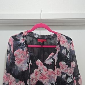Jennifer Lopez Floral Blouse - Black and Pink